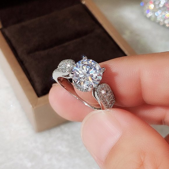 Round Solitaire Pave Engagement Ring - Picture 14 of 16